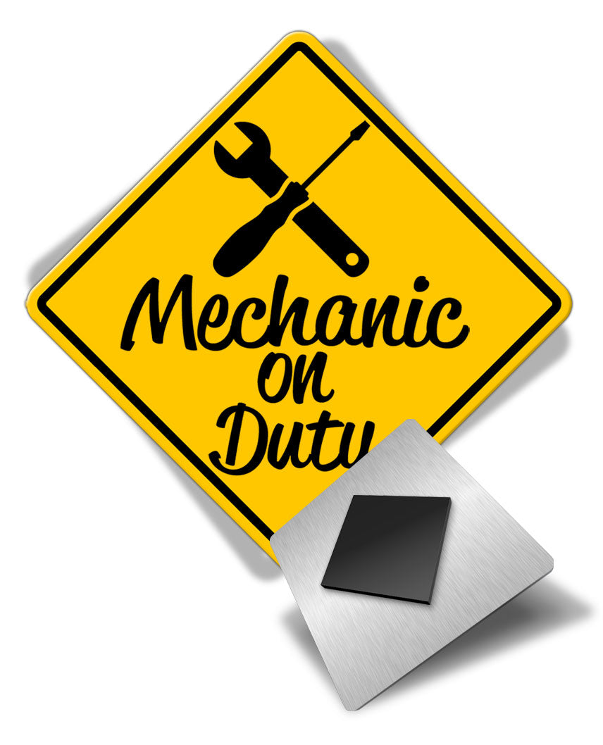 Caution Mechanic on Duty - Crossed Tools - Fridge Magnet