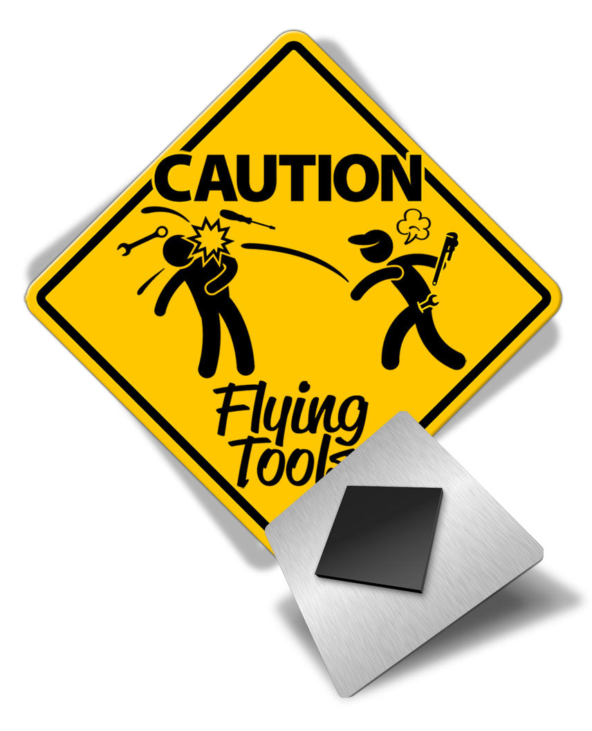 Caution Mechanic on Duty - Flying Tools - Fridge Magnet