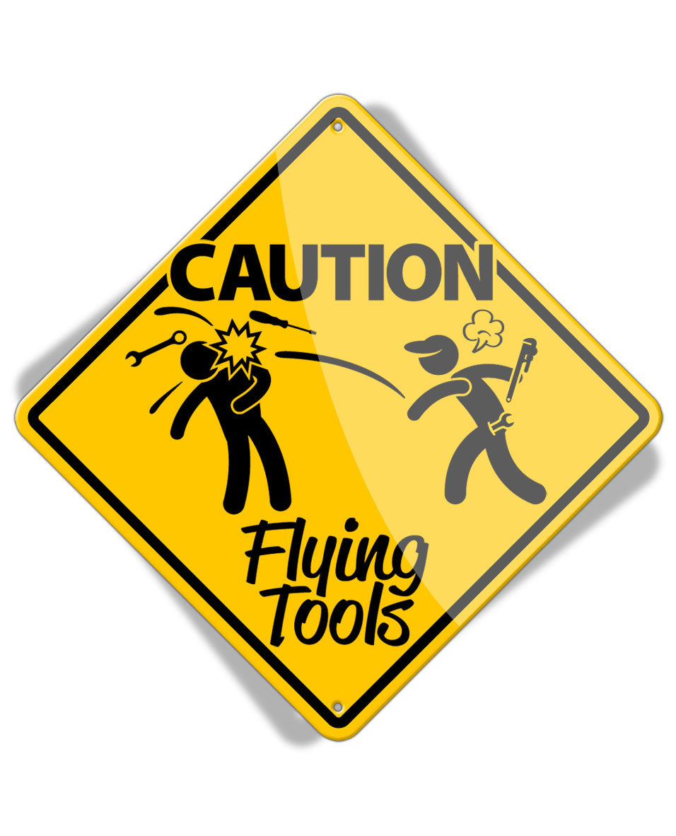 Caution Mechanic on Duty - Flying Tools - Aluminum Sign
