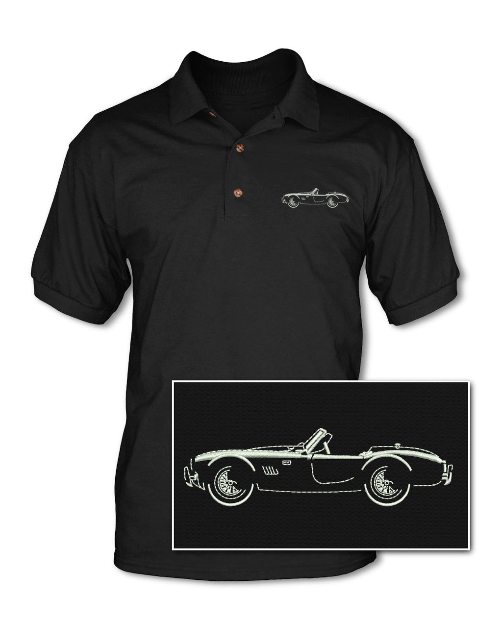 1965 AC Shelby Cobra 289 Adult Pique Polo Shirt - Side View