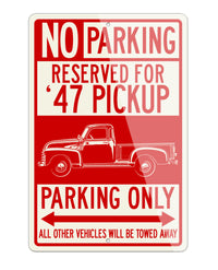 1947 Chevrolet Pickup 3100 Reserved Parking Only Sign