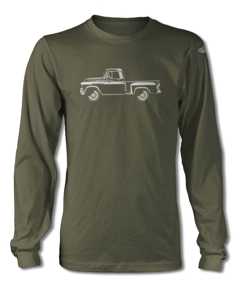 1956 Chevrolet Pickup 3100 T-Shirt - Long Sleeves - Side View