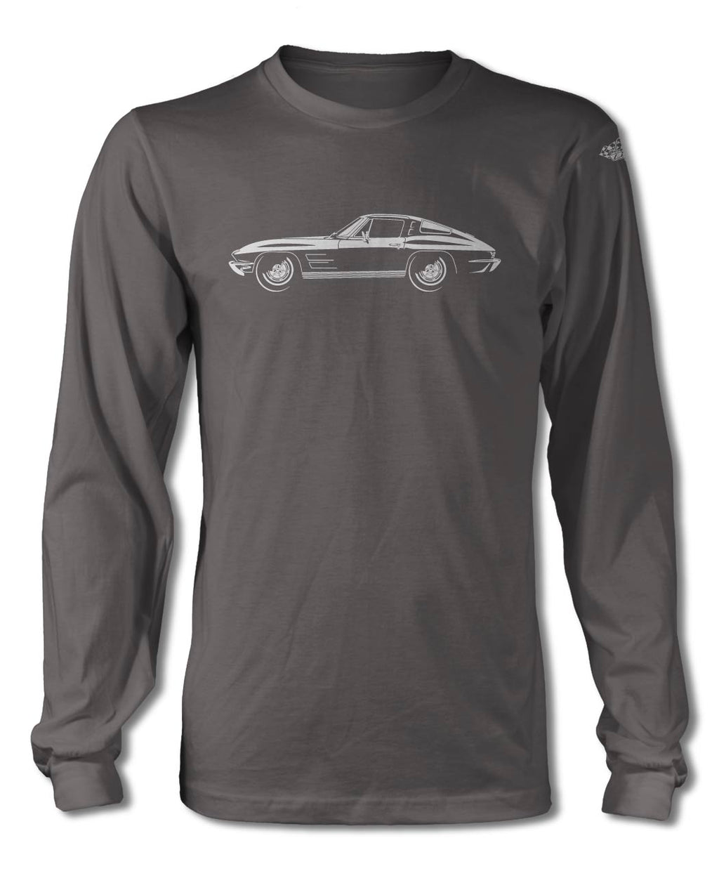 1963 Chevrolet Corvette Sting Ray Split Window C2 T-Shirt - Long Sleeves - Side View