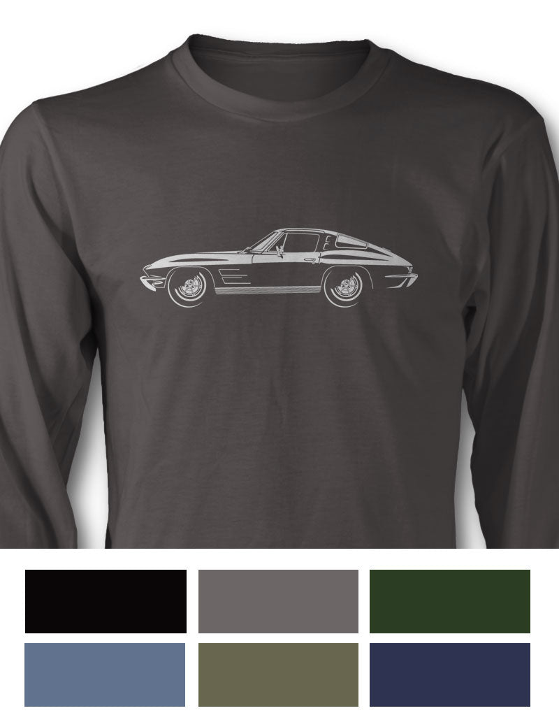 1963 Chevrolet Corvette Sting Ray Split Window C2 Long Sleeve T-Shirt - Side View