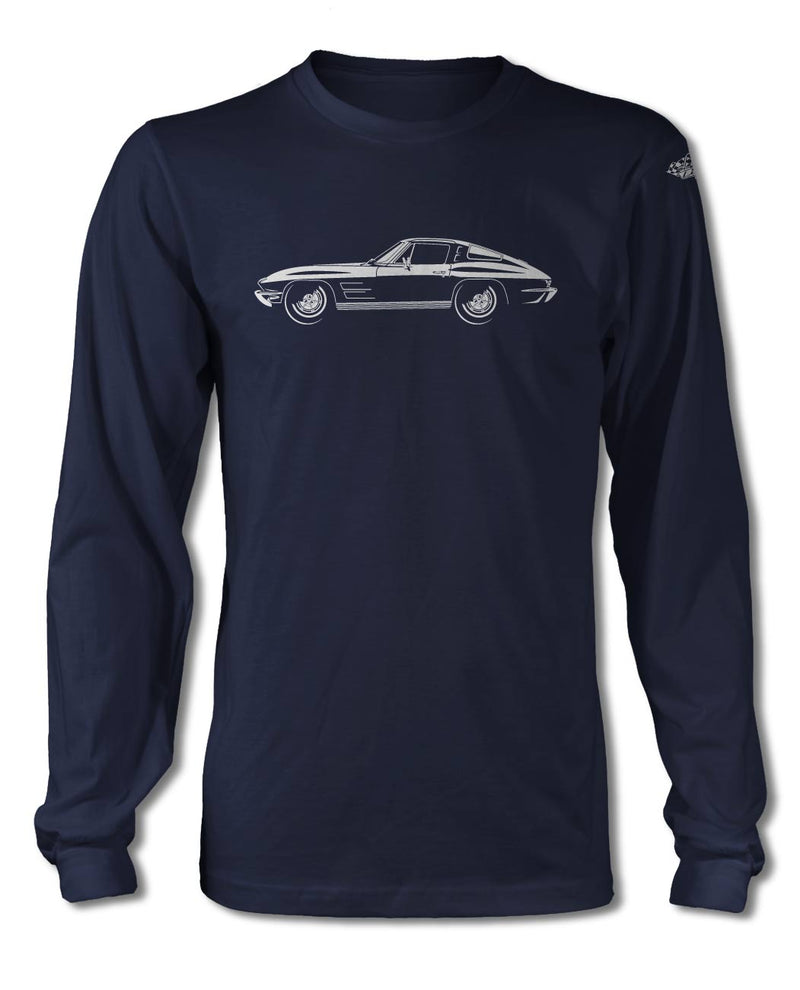 1963 Chevrolet Corvette Sting Ray Split Window C2 T-Shirt - Long Sleeves - Side View