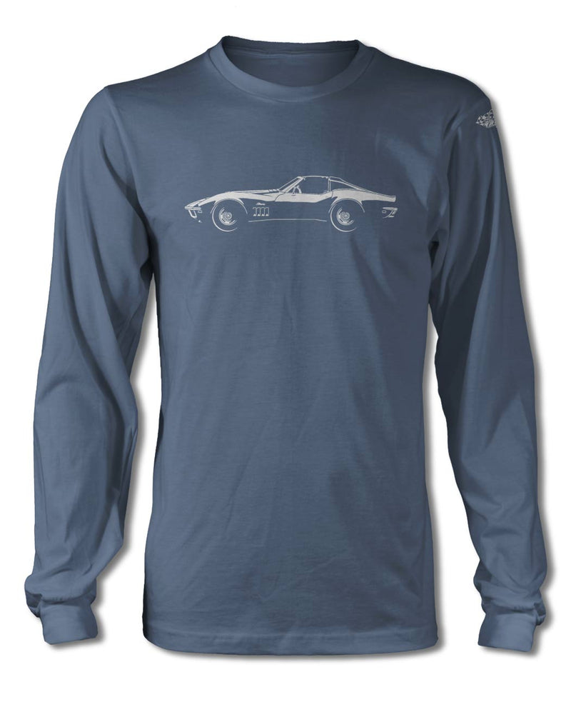 1969 Chevrolet Corvette Stingray Coupe T-Top C3 T-Shirt - Long Sleeves - Side View