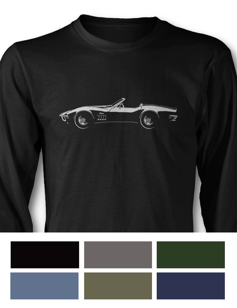 1969 Chevrolet Corvette Stingray Convertible C3 Long Sleeve T-Shirt - Side View