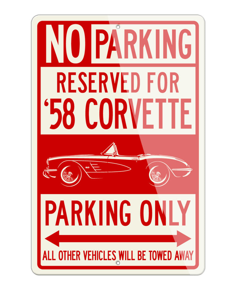 1958 Chevrolet Corvette Convertible C1 Reserved Parking Only Sign