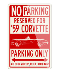 1959 Chevrolet Corvette Convertible C1 Reserved Parking Only Sign
