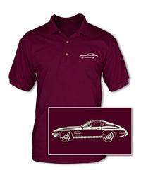 1963 Chevrolet Corvette Sting Ray Split Window C2 Adult Pique Polo Shirt - Side View