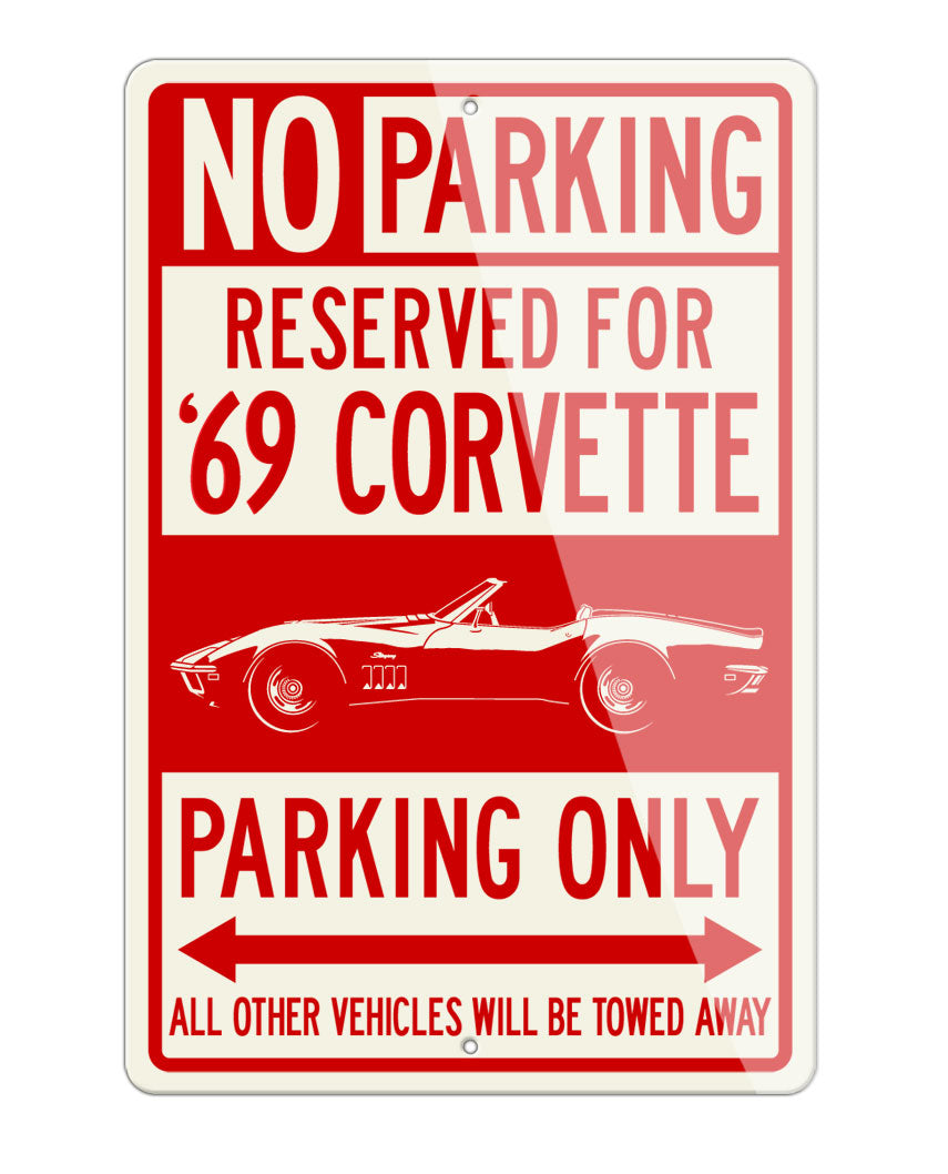 1969 Chevrolet Corvette Stingray Convertible C3 Reserved Parking Only Sign