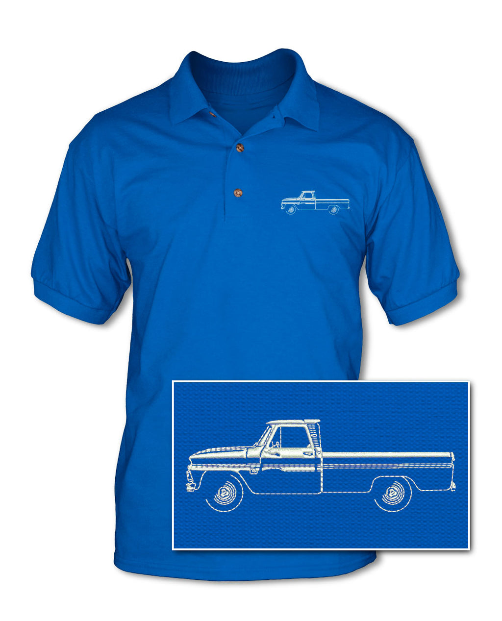 1964 - 1966 Chevrolet Pickup C/K Adult Pique Polo Shirt - Side View