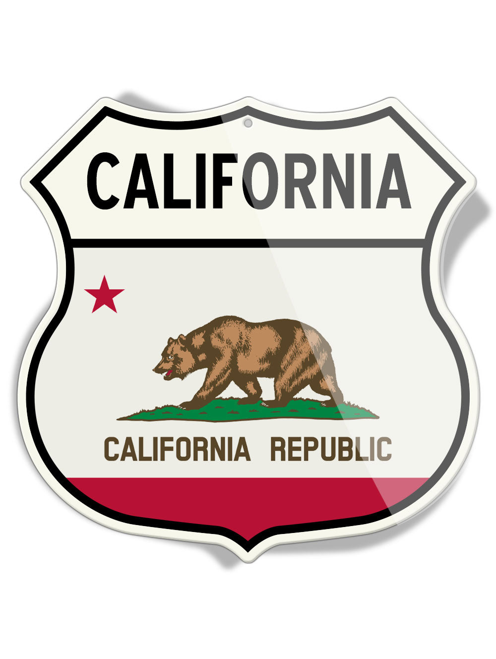State Flag of California - Shield Shape - Aluminum Sign