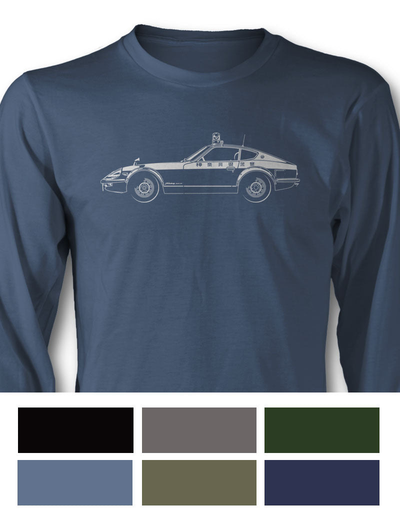 Datsun Fairlady 240Z Japanese Police 1972 T-Shirt - Long Sleeves - Side View