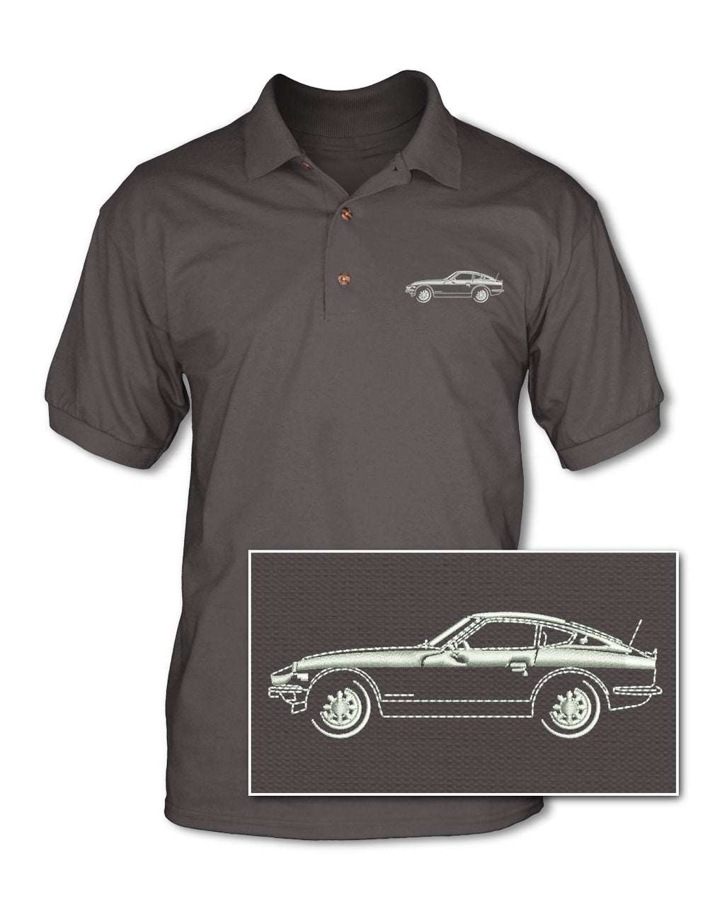Datsun 240Z 260Z 280Z Coupe Adult Pique Polo Shirt - Side View