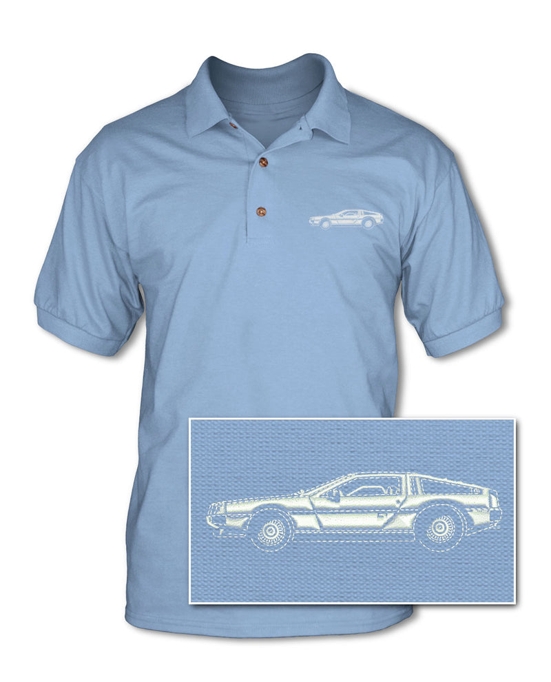 1981 DeLorean DMC-12 Coupe Adult Pique Polo Shirt - Side View