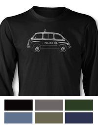 FIAT 600 Multipla Italian Polizia (police) 1956 - 1969 T-Shirt - Long Sleeves - Side View