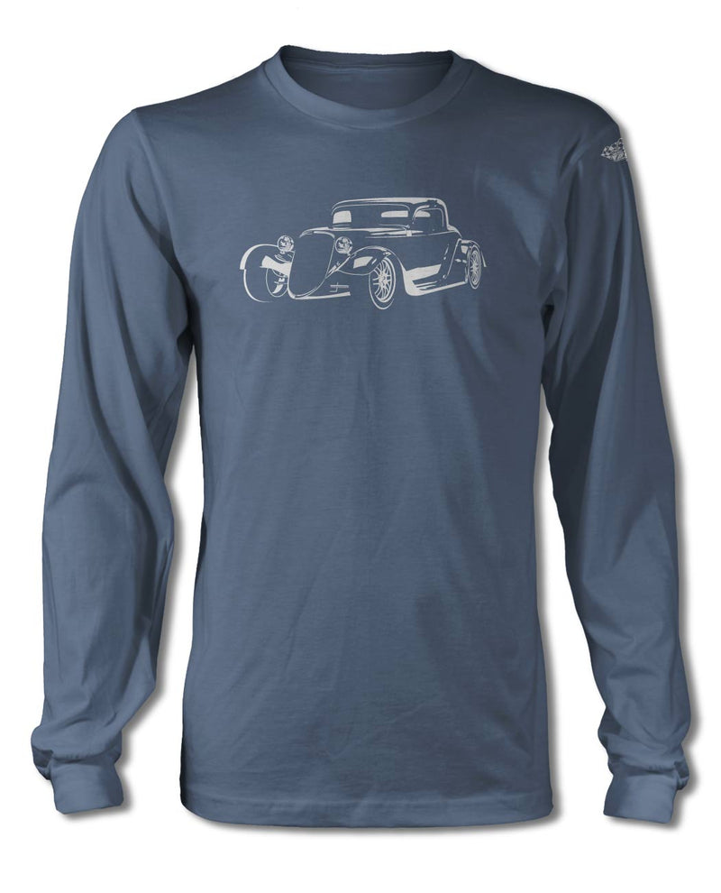 1934 Ford Coupe Old School Rod 3/4 T-Shirt - Long Sleeves - Spotlights