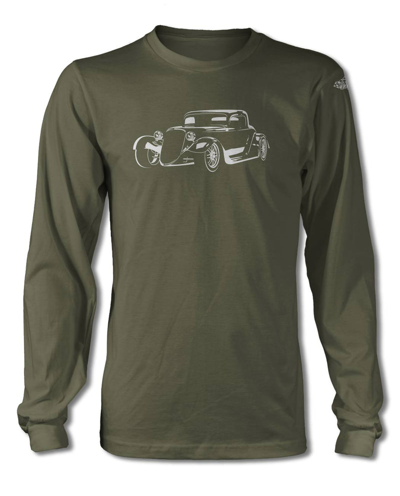 1934 Ford Coupe Old School Rod 3/4 T-Shirt - Long Sleeves - Spotlights