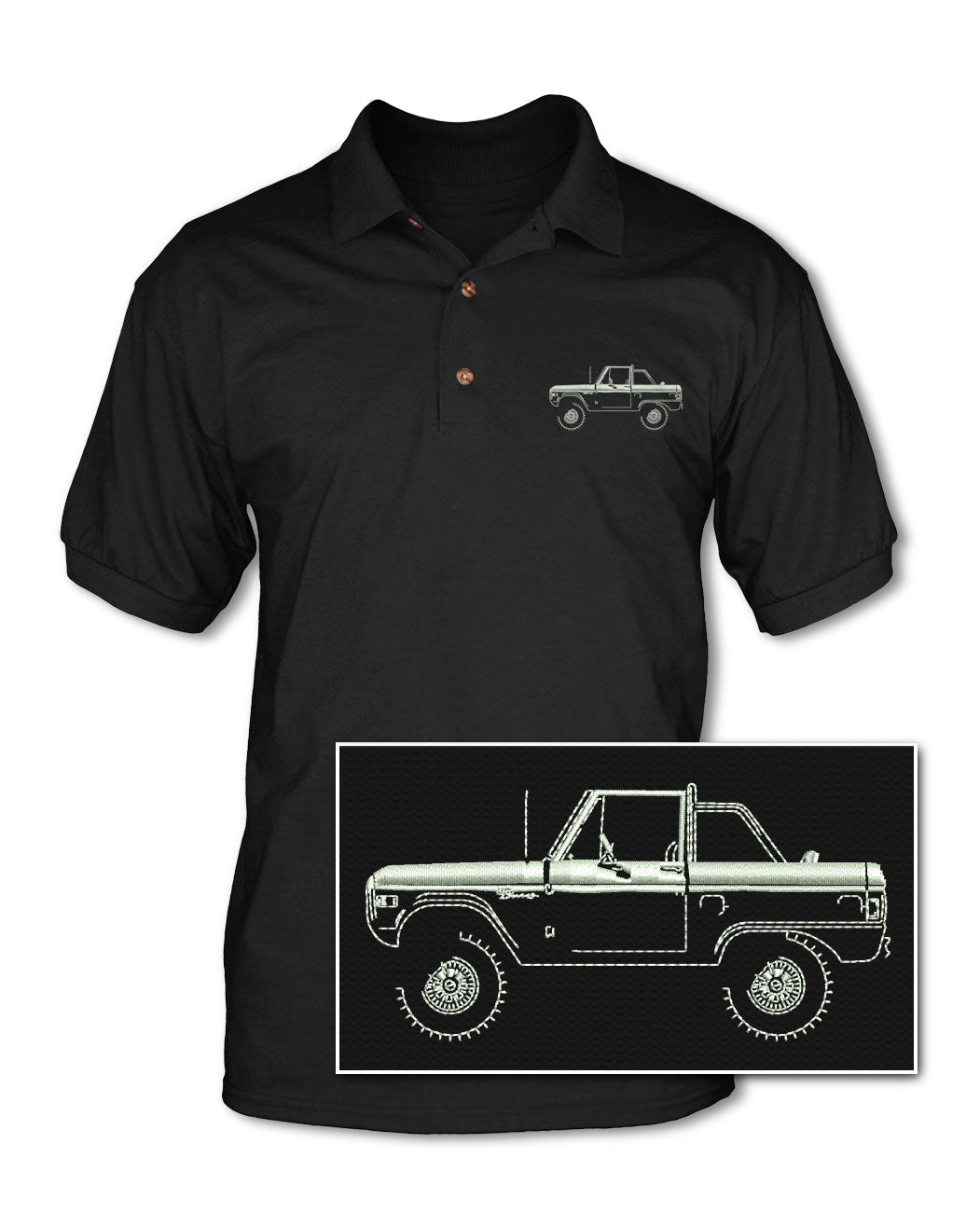 1966-77 Ford Bronco 4x4 Truck T-Shirt - Full Color Print, Turquoise Design, Unisex X-Large Orange