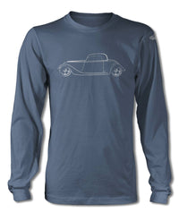 1934 Ford Coupe Old School Rod T-Shirt - Long Sleeves - Side View
