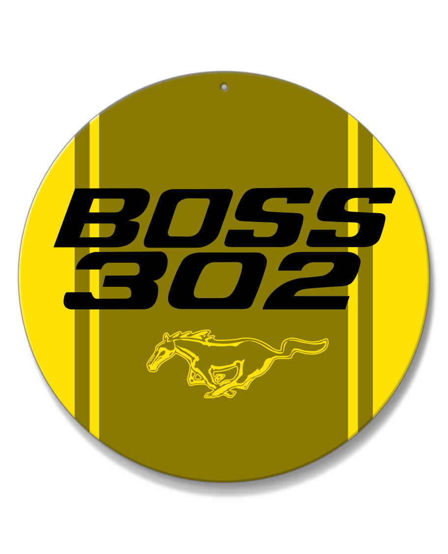 BOSS 302 c.i. V8 Engine Emblem 1969 - 1970 Round Aluminum Sign