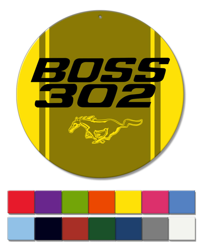 BOSS 302 c.i. V8 Engine Emblem 1969 - 1970 Round Aluminum Sign