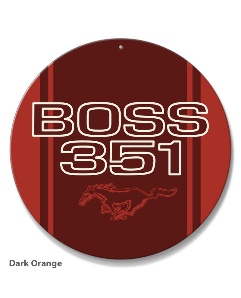 BOSS 351 c.i. V8 Engine Emblem 1971 Round Aluminum Sign