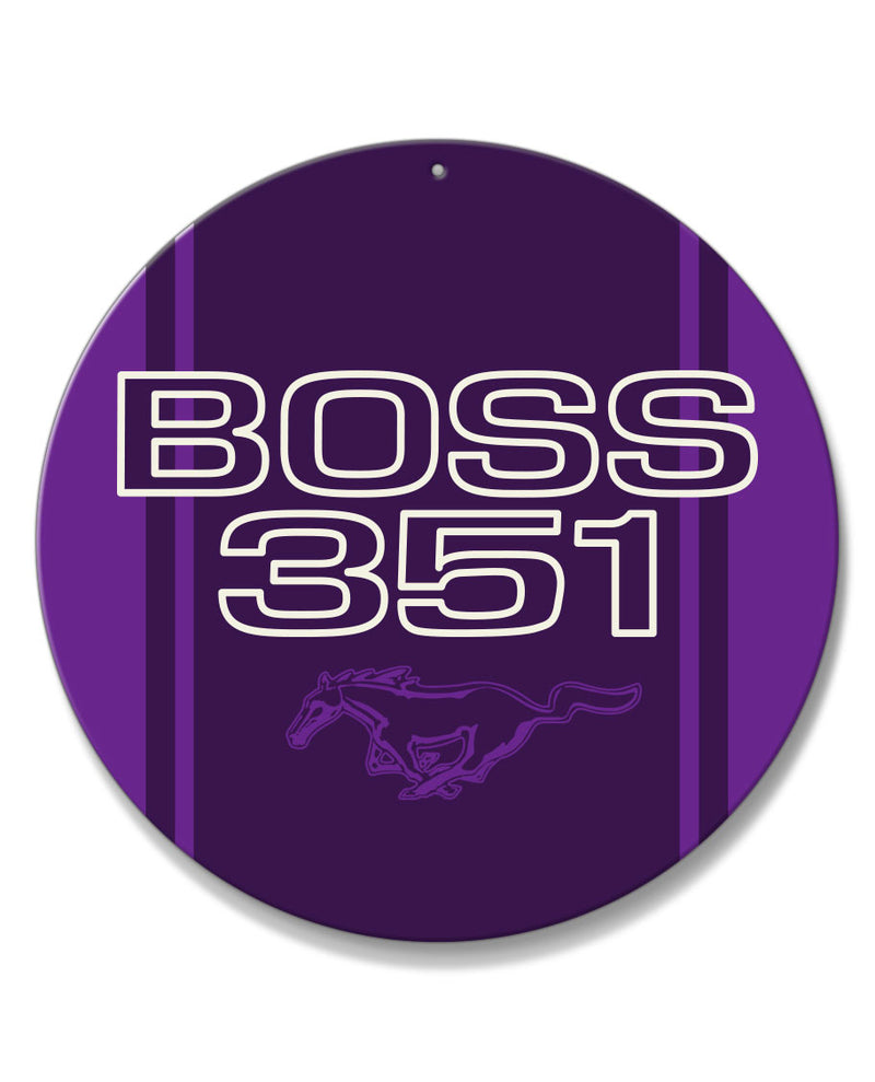 BOSS 351 c.i. V8 Engine Emblem 1971 Round Aluminum Sign