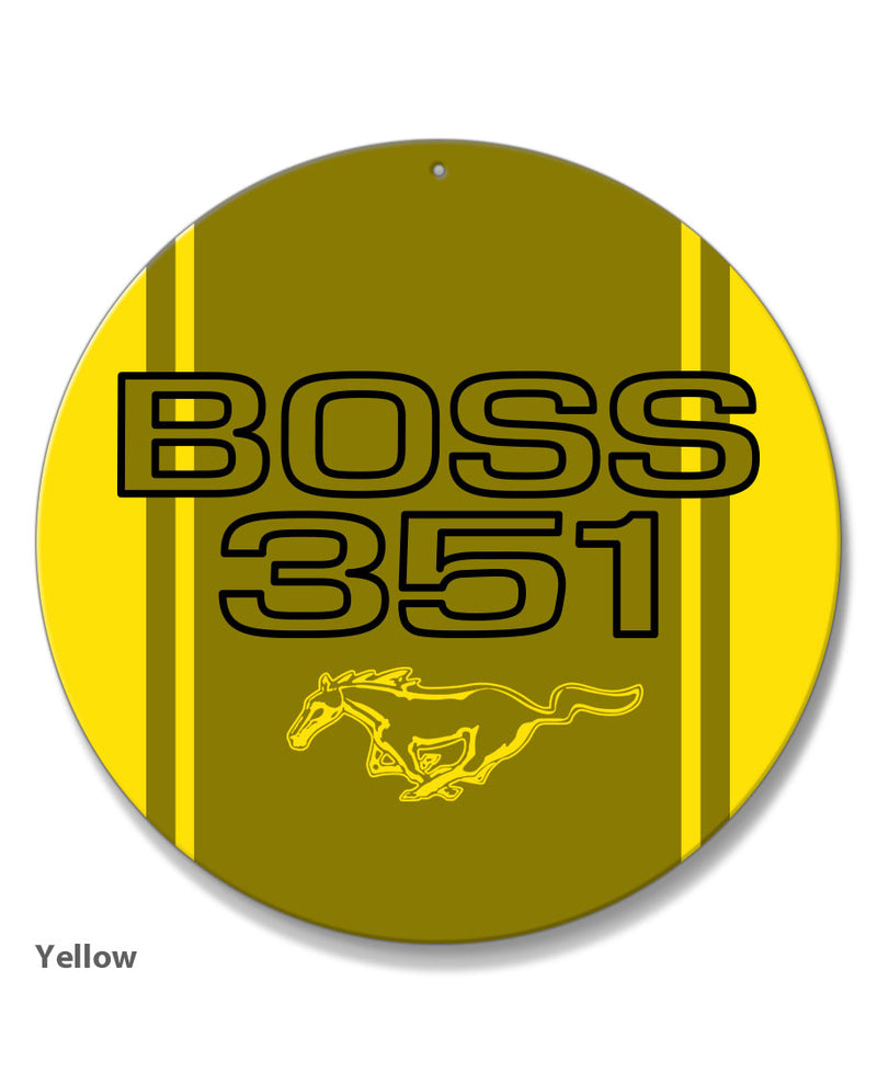 BOSS 351 c.i. V8 Engine Emblem 1971 Round Aluminum Sign