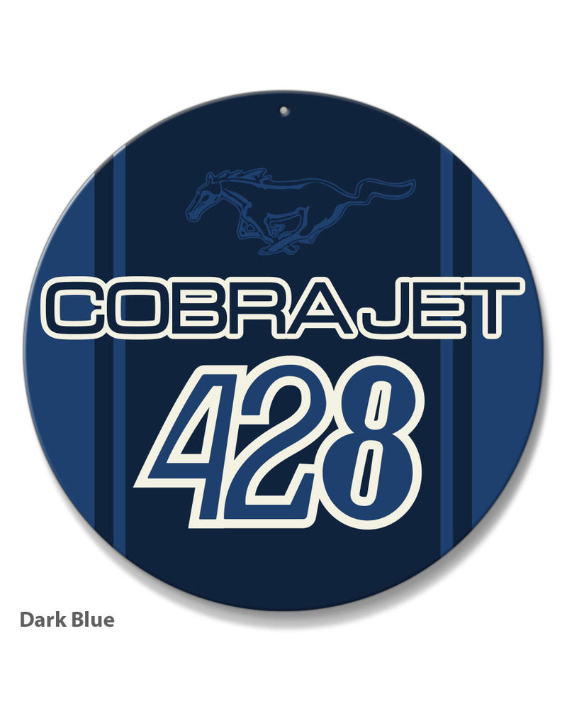 Cobra Jet 428 c.i. V8 Engine Emblem 1968 - 1970 Round Aluminum Sign