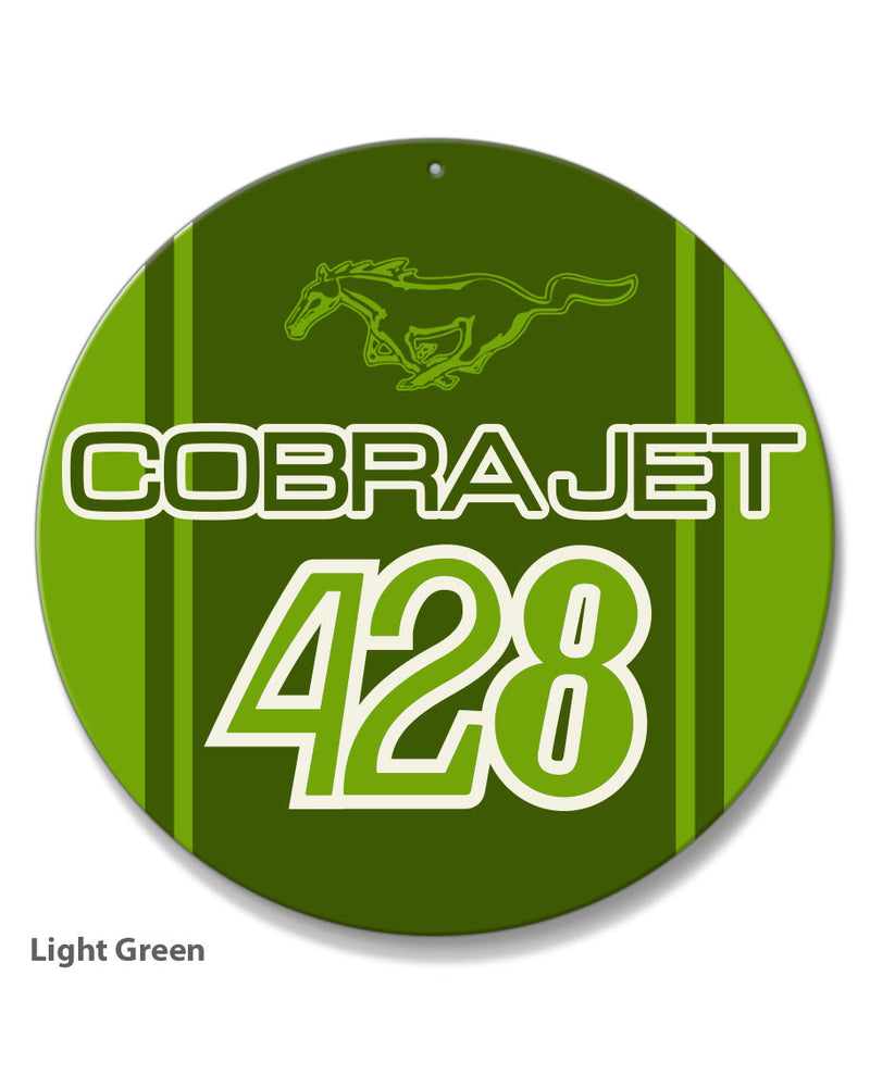 Cobra Jet 428 c.i. V8 Engine Emblem 1968 - 1970 Round Aluminum Sign