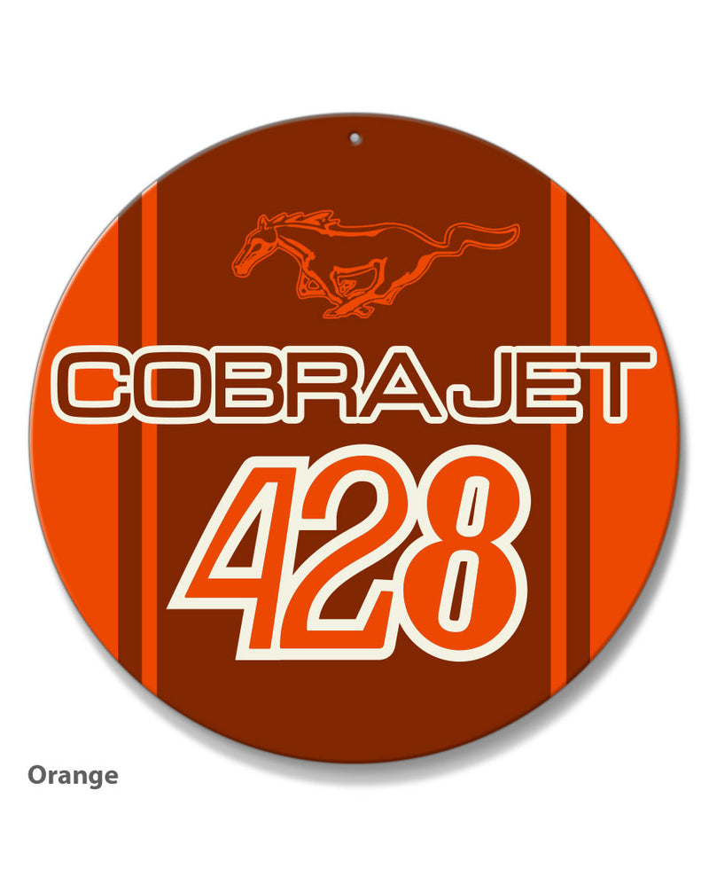 Cobra Jet 428 c.i. V8 Engine Emblem 1968 - 1970 Round Aluminum Sign