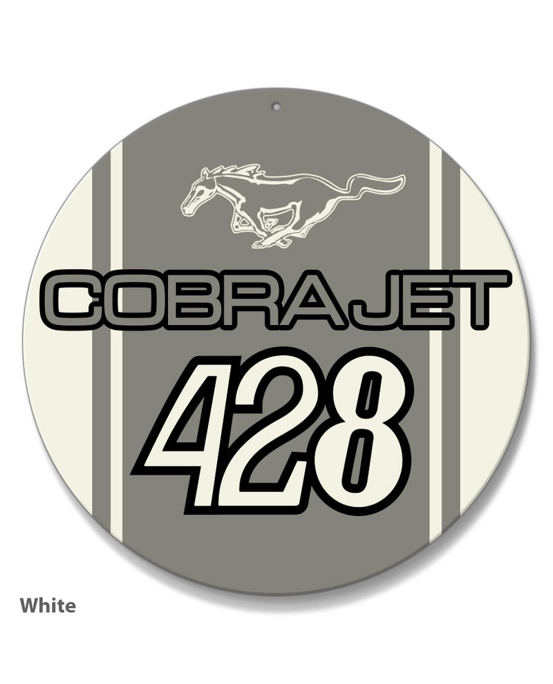 Cobra Jet 428 c.i. V8 Engine Emblem 1968 - 1970 Round Aluminum Sign