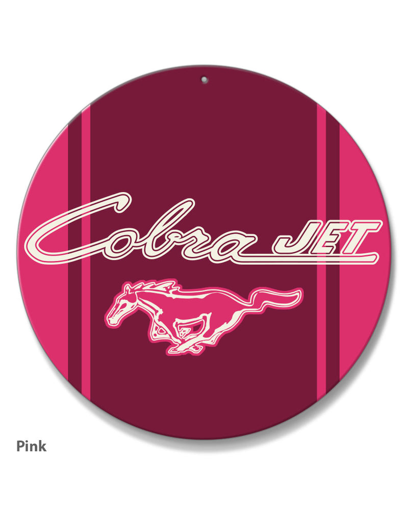 Cobra Jet Emblem Mustang Round Aluminum Sign