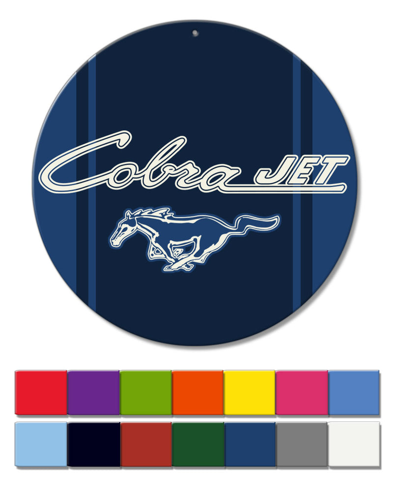 Cobra Jet Emblem Mustang Round Aluminum Sign