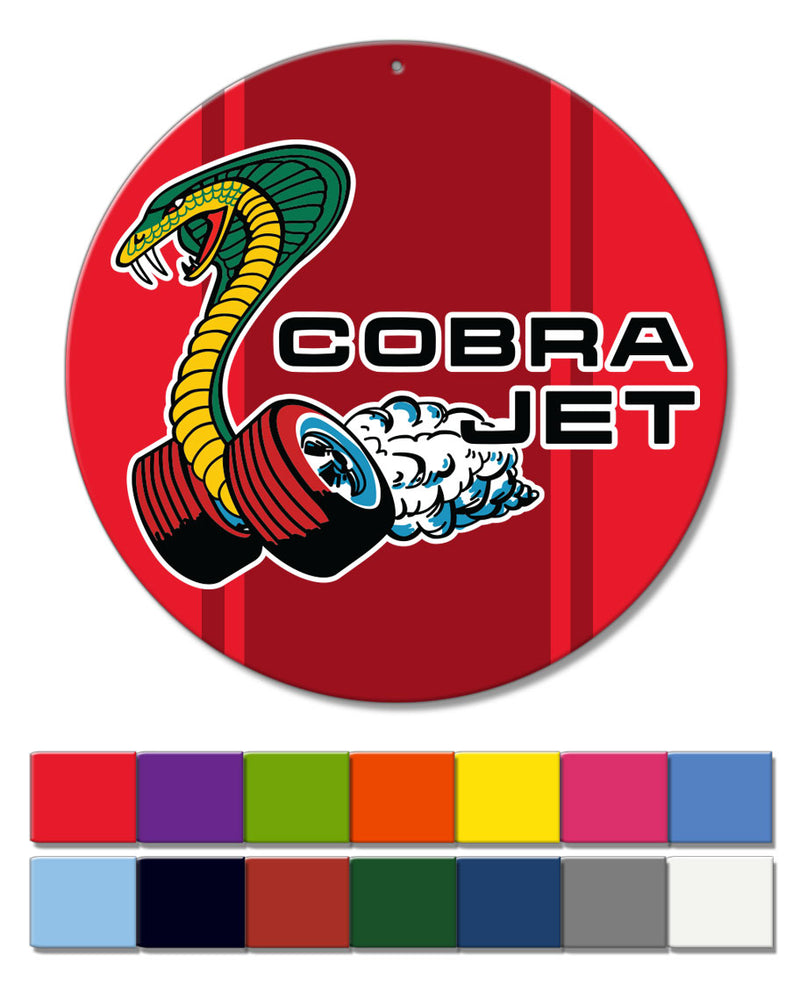 Cobra Jet Snake Emblem 1968 - 1969 Round Aluminum Sign