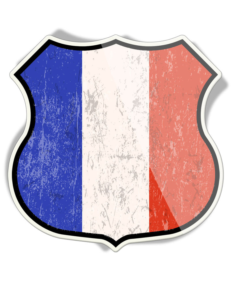 French Flag Shield - Aluminum Sign