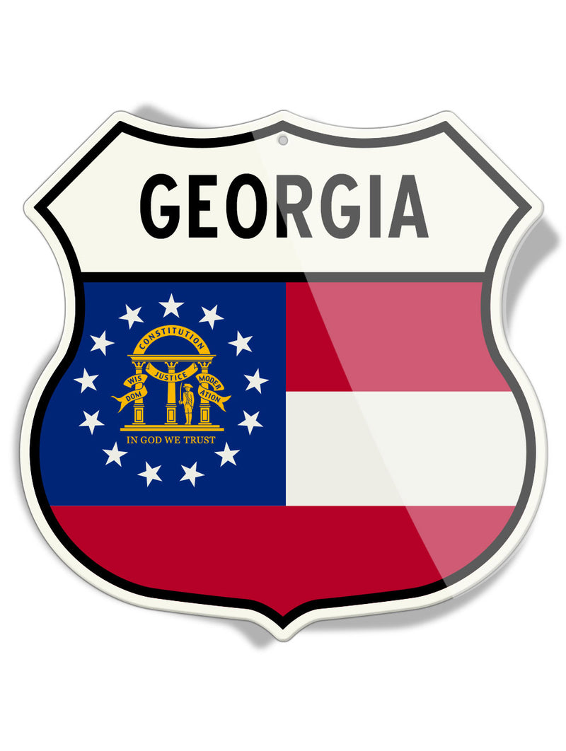 State Flag of Georgia - Shield Shape - Aluminum Sign