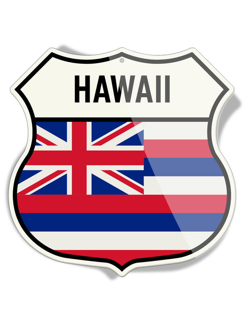 State Flag of Hawaii - Shield Shape - Aluminum Sign