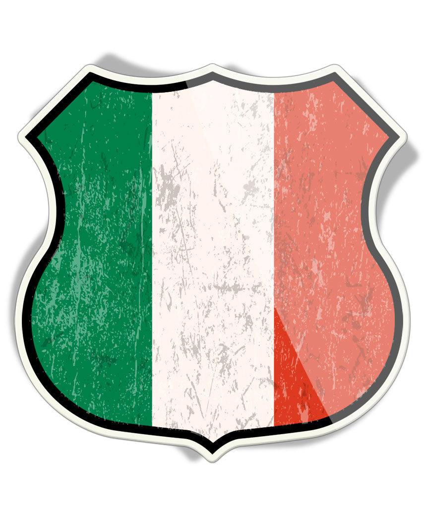 Italian Flag Shield - Aluminum Sign