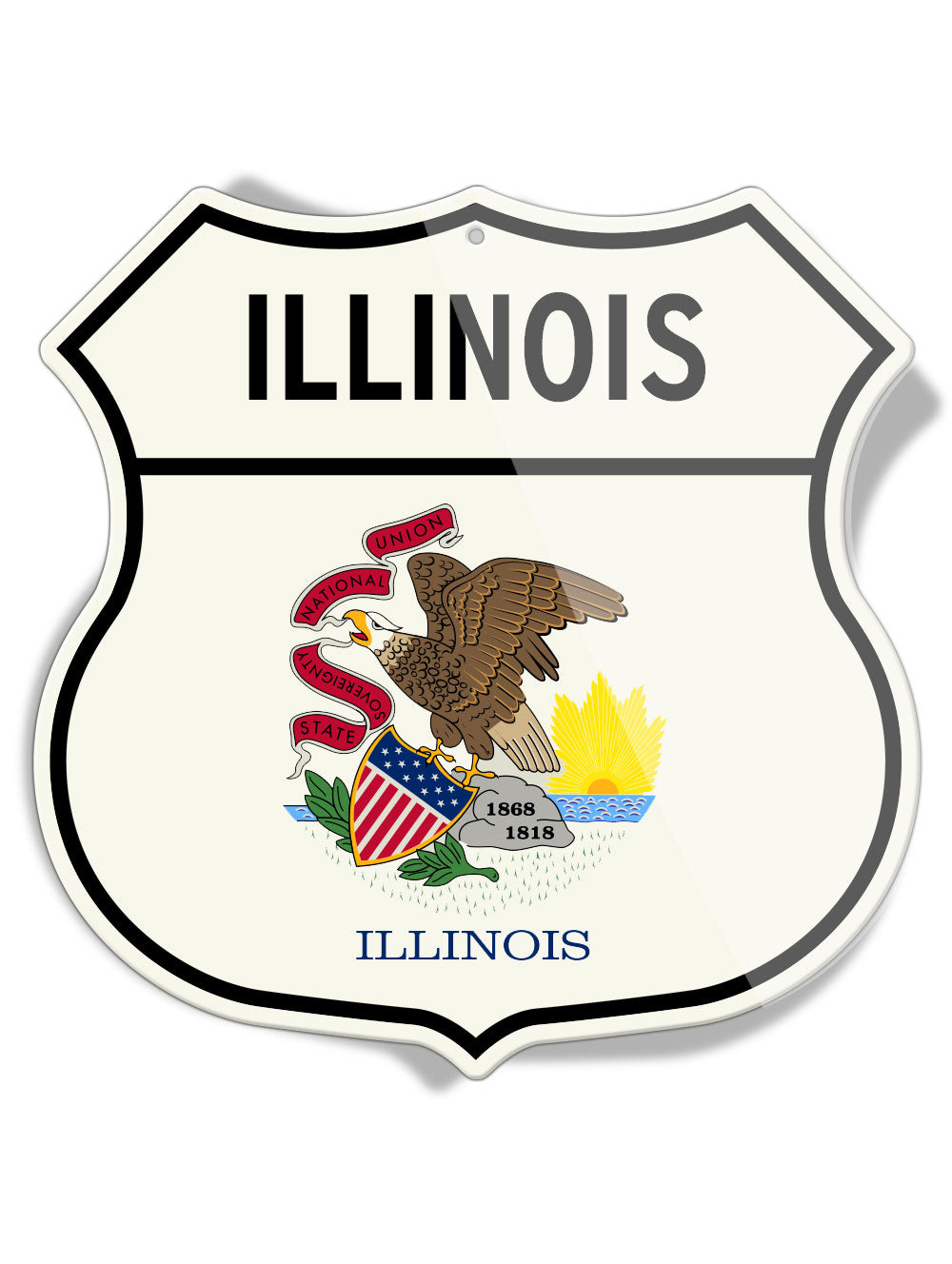 State Flag of Illinois - Shield Shape - Aluminum Sign