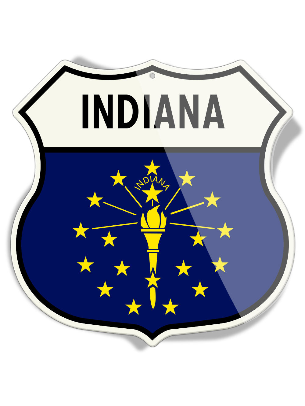 State Flag of Indiana - Shield Shape - Aluminum Sign