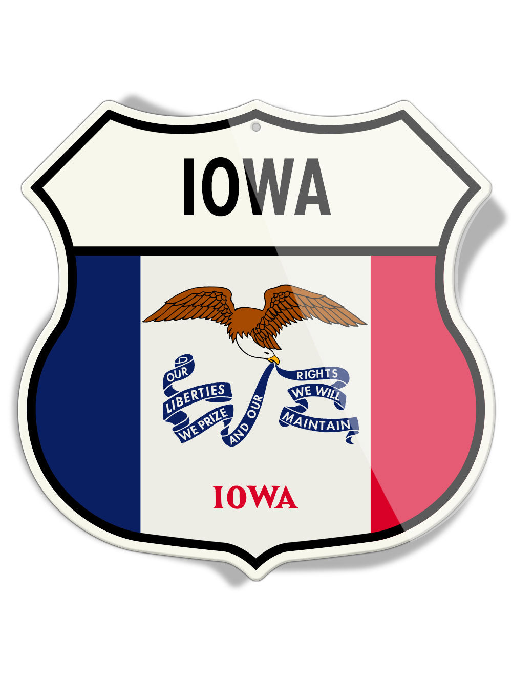 State Flag of Iowa - Shield Shape - Aluminum Sign