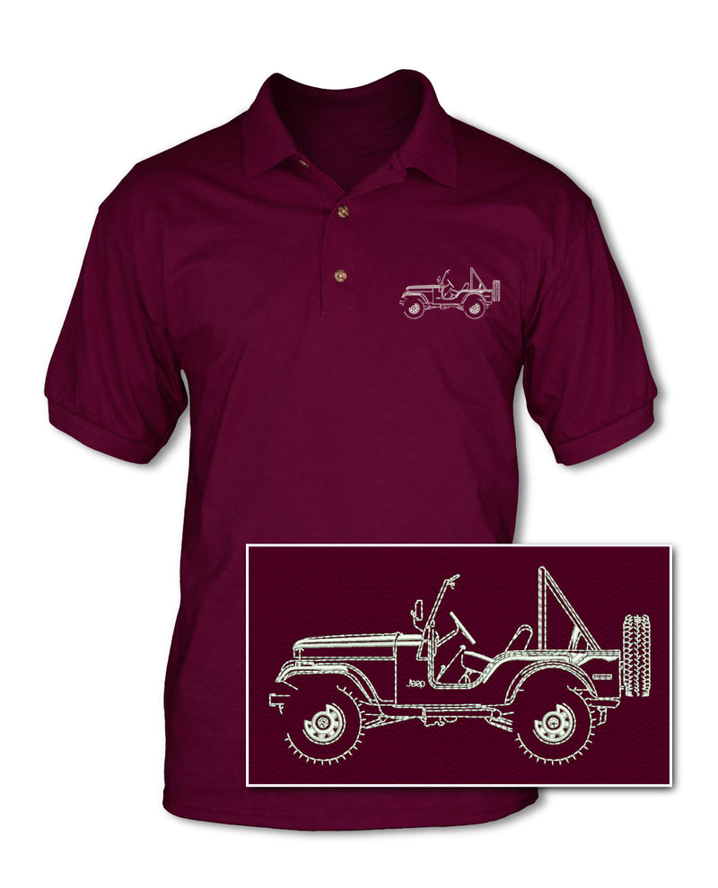 1972 - 1983 Jeep CJ5 CJ-5 Adult Pique Polo Shirt - Side View