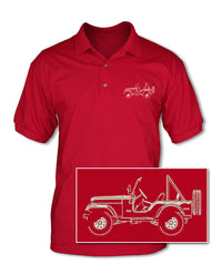 1972 - 1983 Jeep CJ5 CJ-5 Adult Pique Polo Shirt - Side View