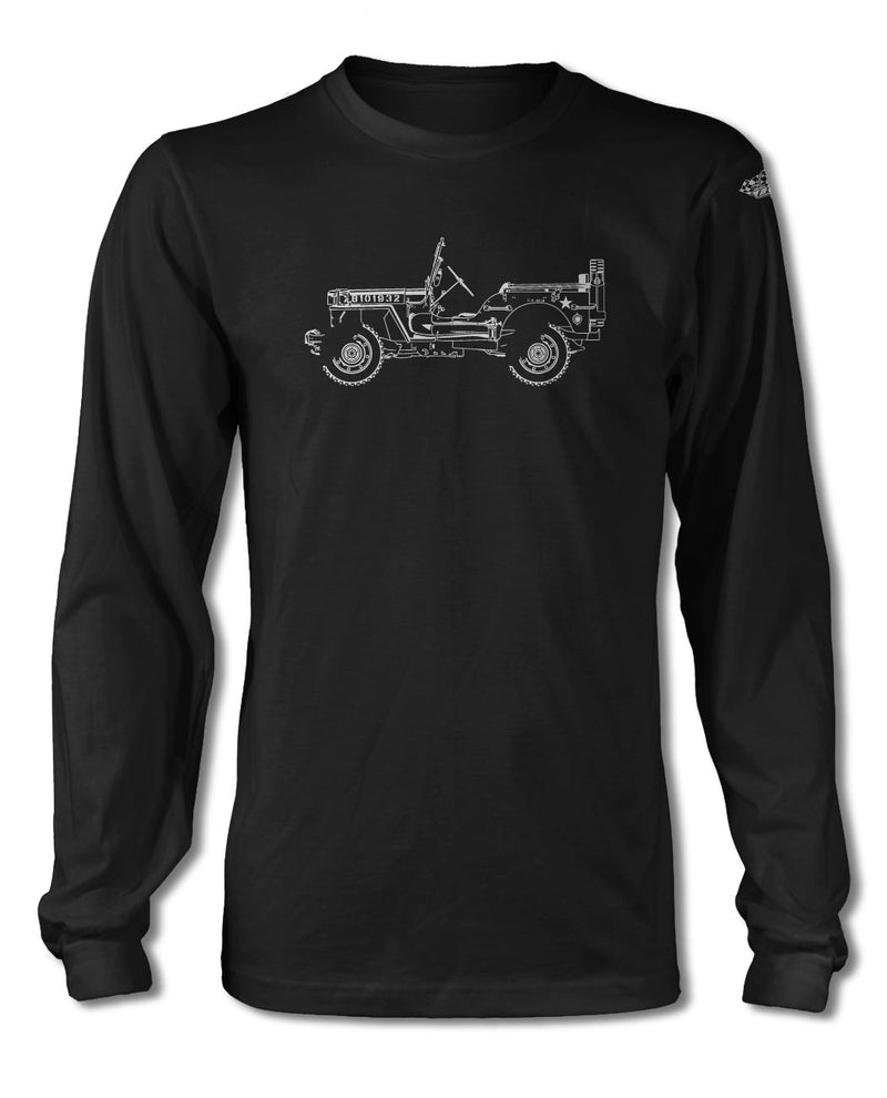 Jeep Willys WWII 1941 - 1945 T-Shirt - Long Sleeves - Side View