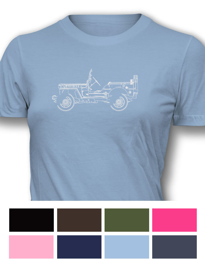 Jeep Willys WWII 1941 - 1945 Women T-Shirt - Side View