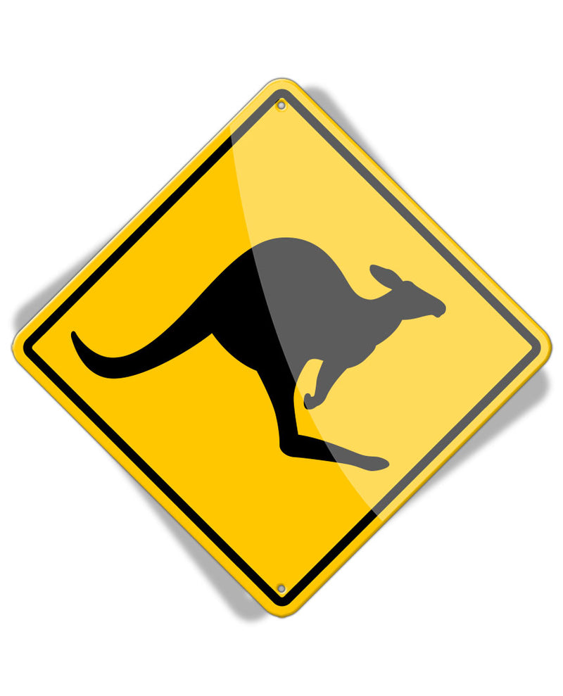 Caution Kangaroo Crossing - Aluminum Sign