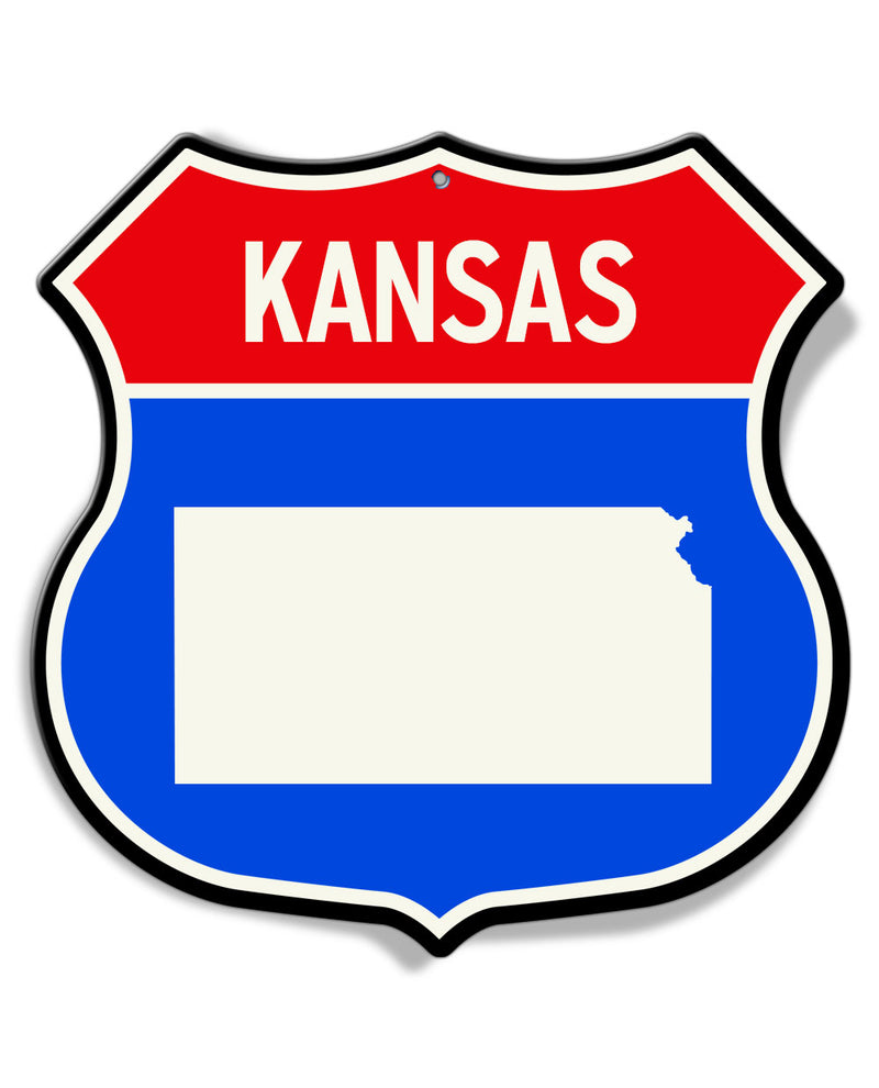 State of Kansas Interstate - Shield Shape - Aluminum Sign